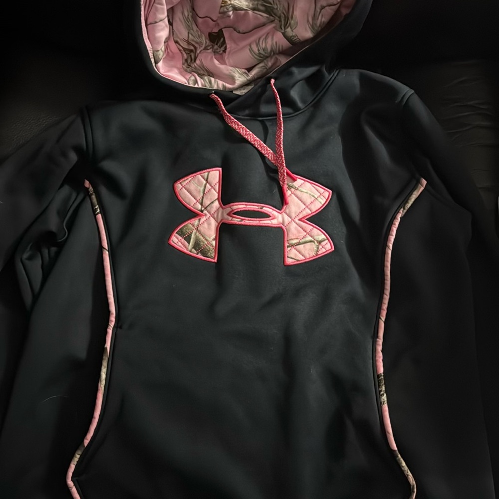 Under Armour Black Hoodie with‎ Pink Logo